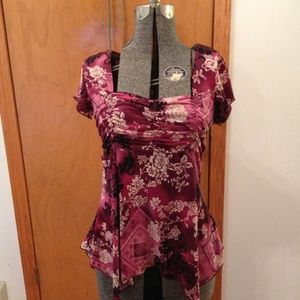 Medium B Moss Floral Print Top Pink Yellow Floral Print